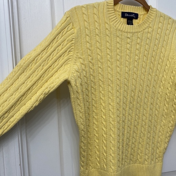 Denim & Co. Cable Knit Sweater Yellow Medium - Picture 3 of 8